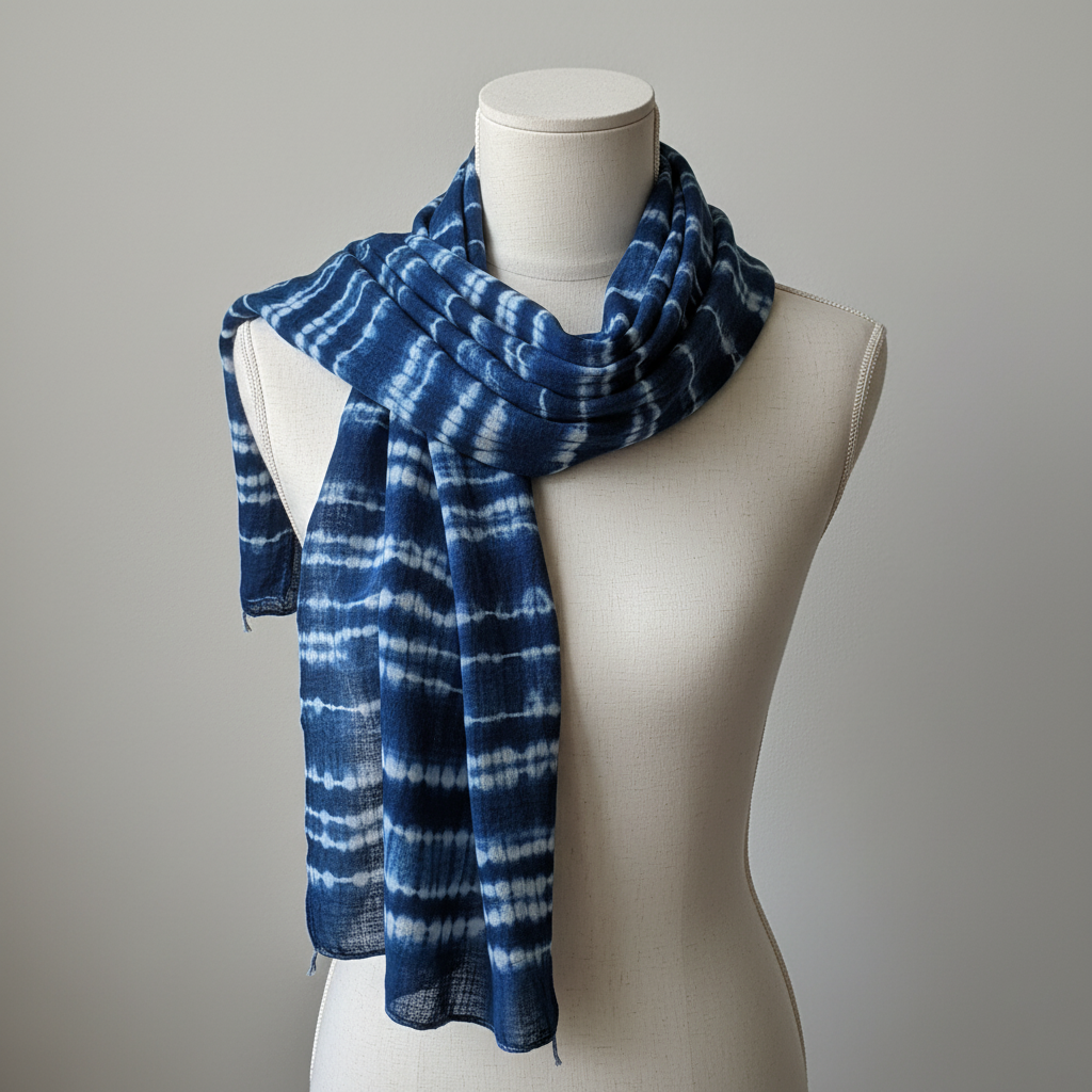 Indigo Patterened Scarf